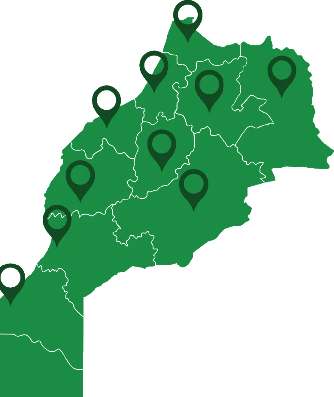 Carte des zones d’activité Agrimassa au Maroc